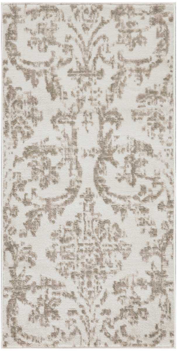 552979 2 x 4 ft. Damask Distressed Rectangle Area Rug, Beige & Ivory