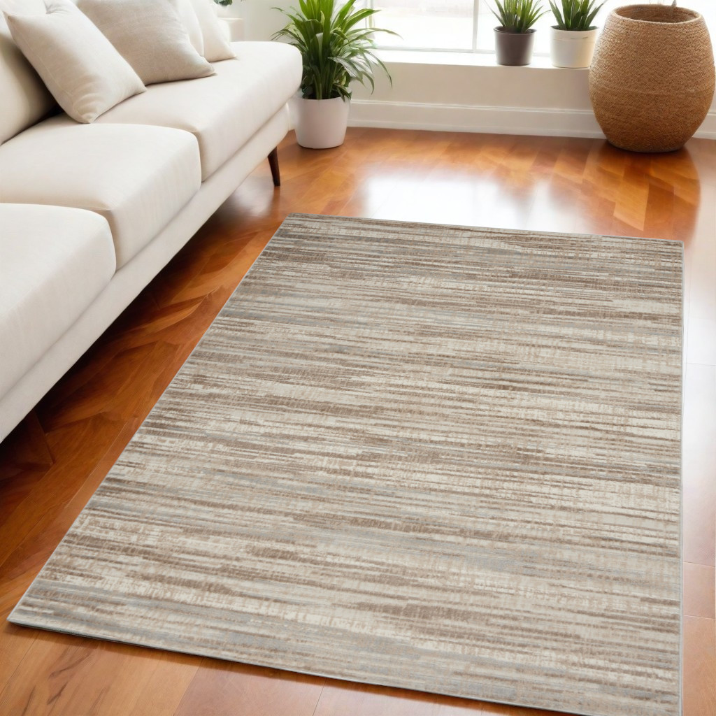 556193 5 x 7 ft. Abstract Non Skid Rectangle Area Rug, Ivory & Gray
