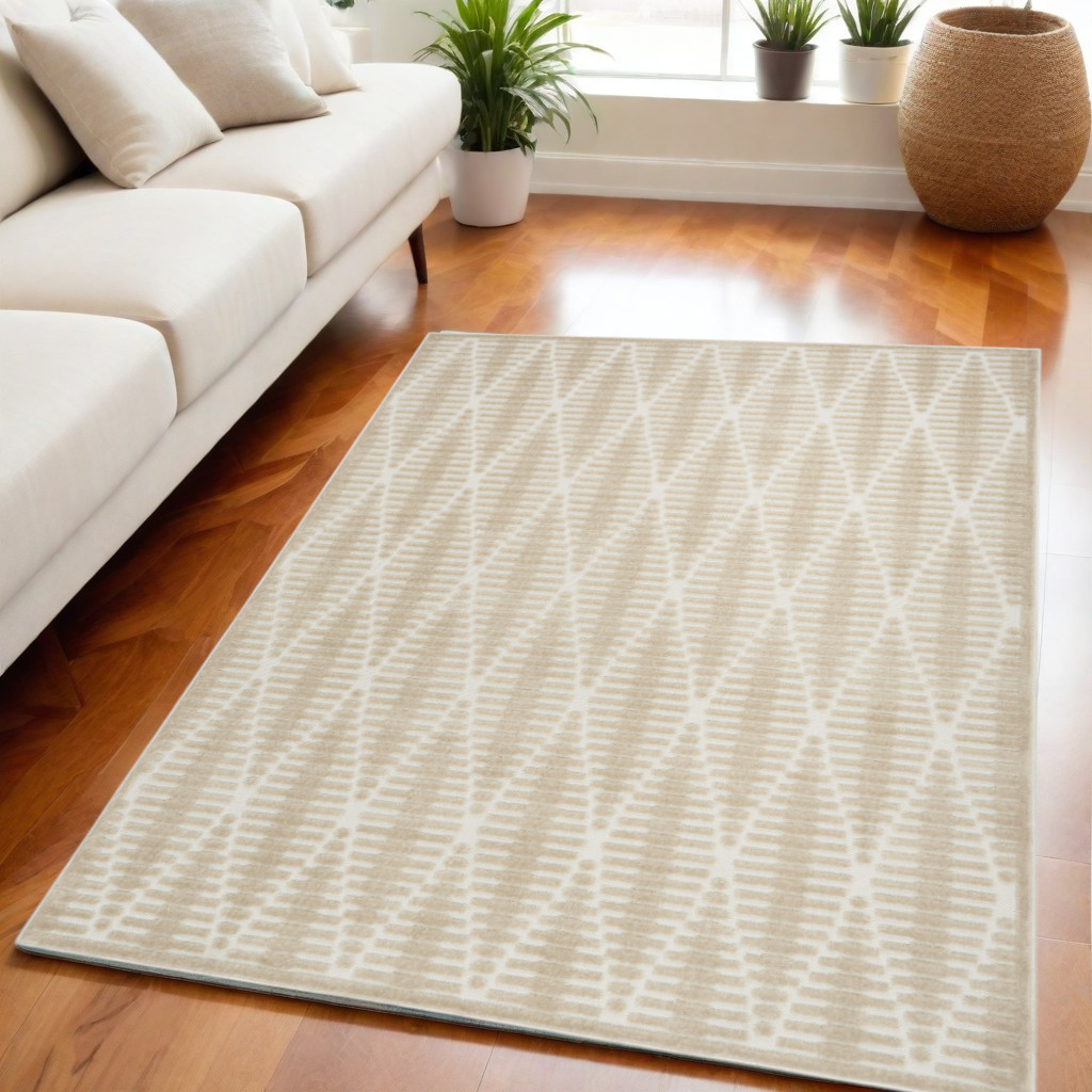 569740 5 x 7 ft. Geometric Rectangle Area Rug, Beige