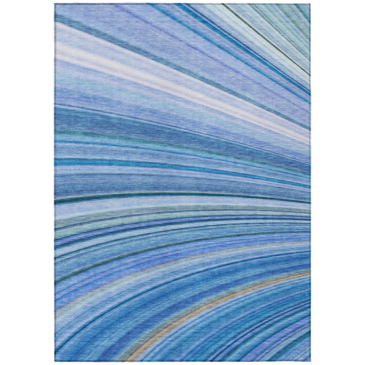 577332 5 x 8 ft. Abstract Washable Indoor & Outdoor Rectangle Area Rug, Denim Blue & Sky Blue