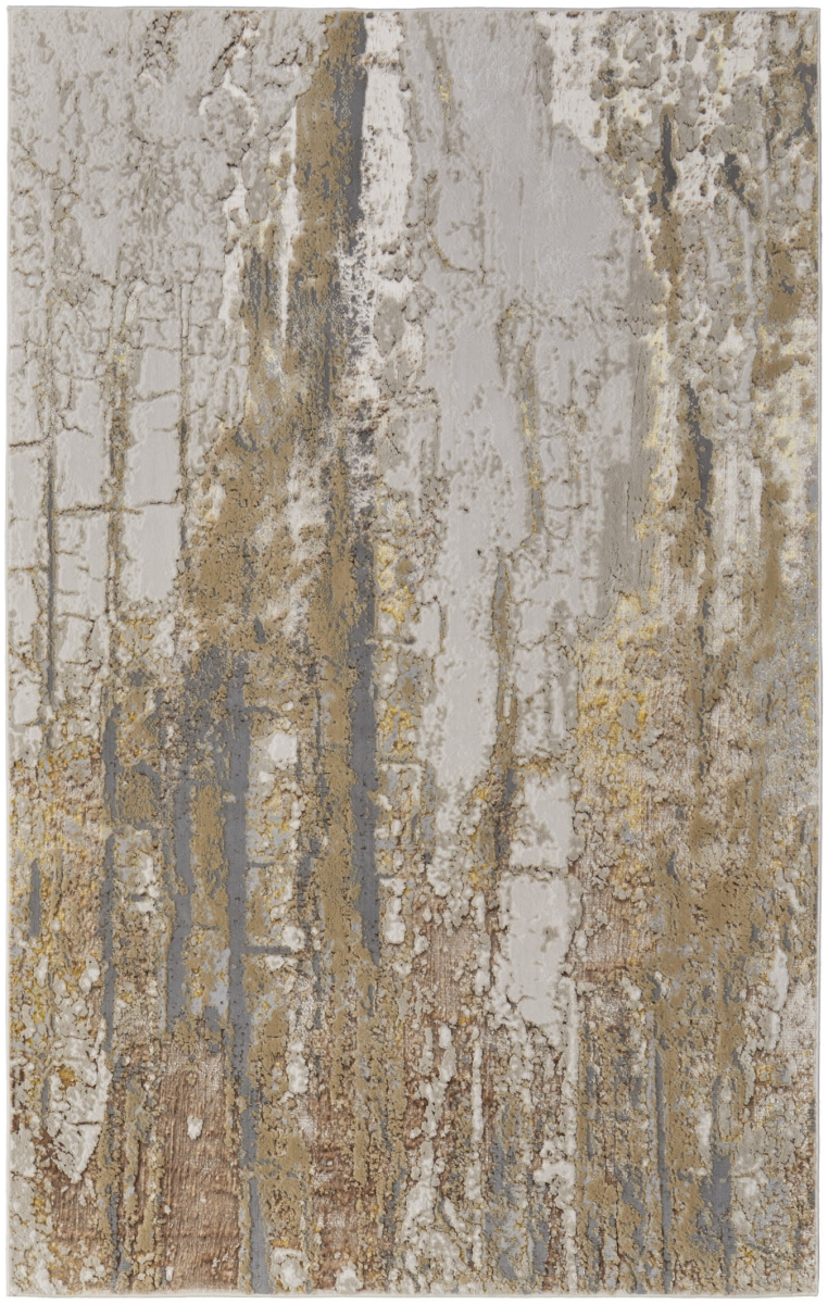 566590 4 x 6 ft. Abstract Power Loom Rectangle Area Rug, Ivory, Gray & Brown