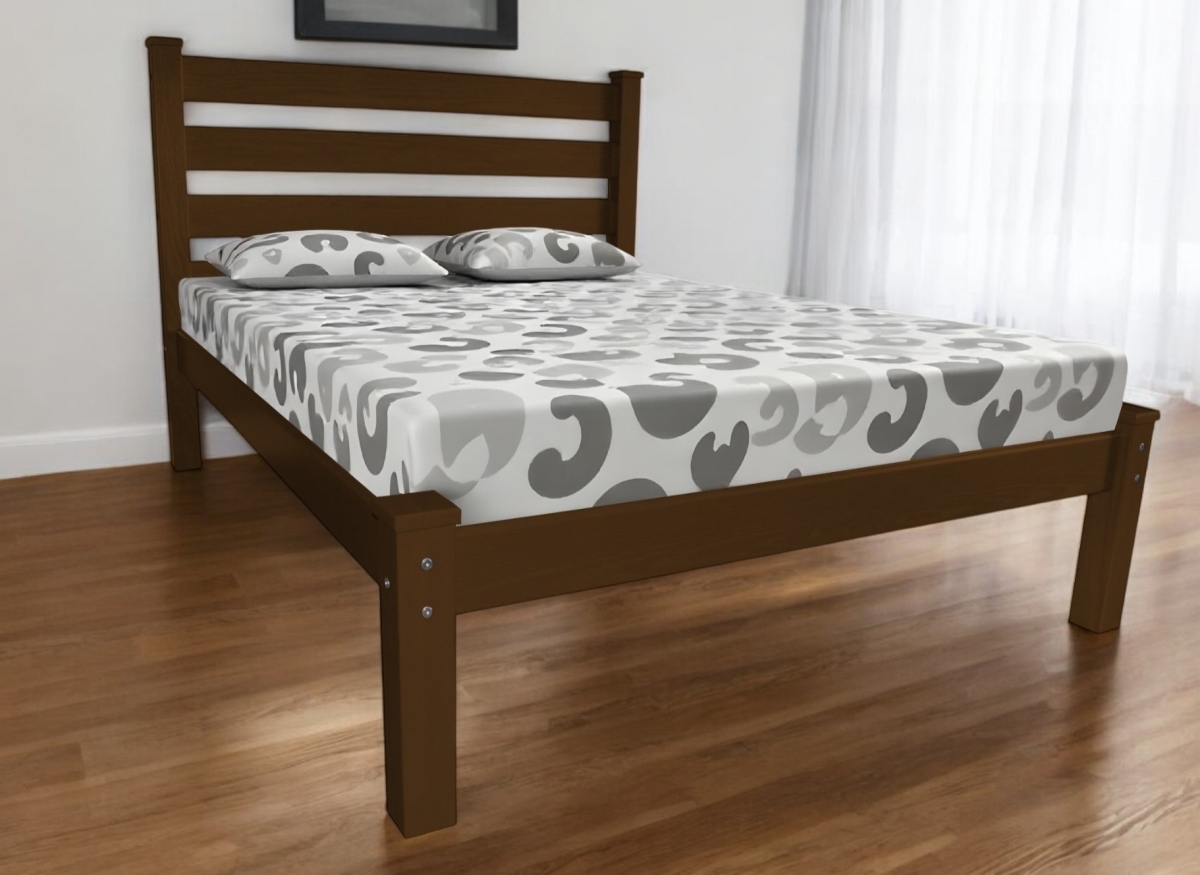 546889 Brown Solid Wood Queen Size Bed Frame