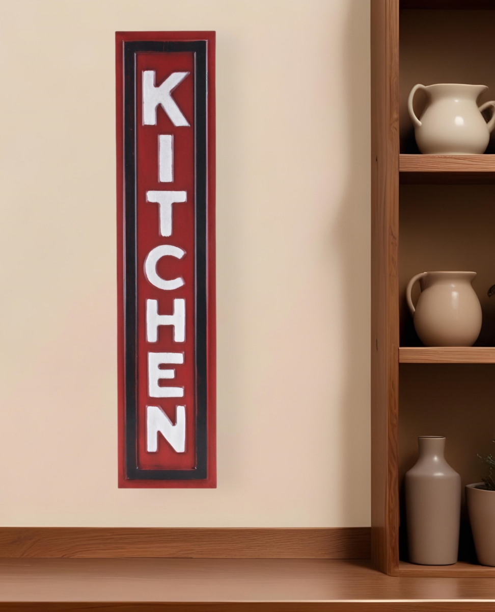 489616 37 x 8 in. Red & White Kitchen Metal Wall Decor