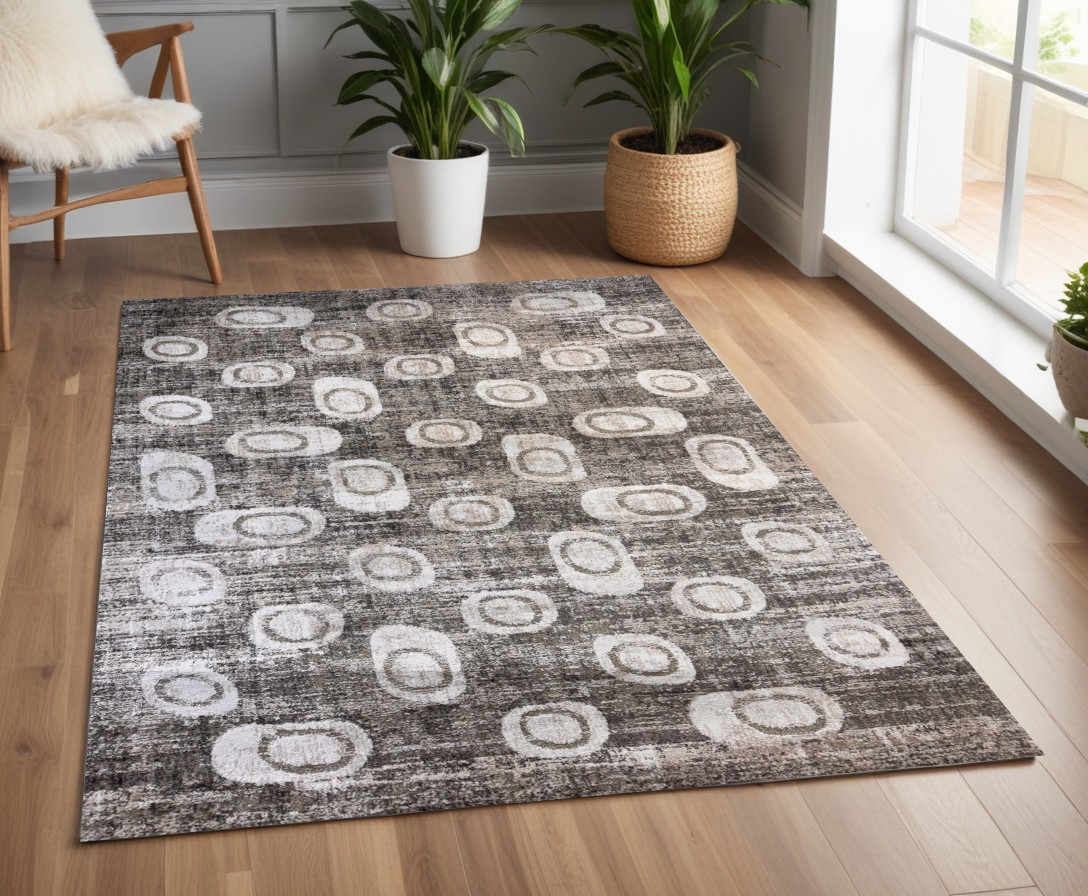 571680 4 x 6 ft. Abstract Rectangle Area Rug, Brown & Beige