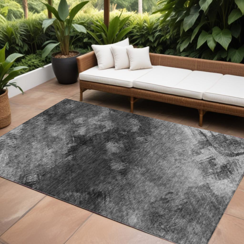 577503 9 x 12 ft. Abstract Washable Indoor & Outdoor Rectangle Area Rug, Gray, Charcoal & Silver