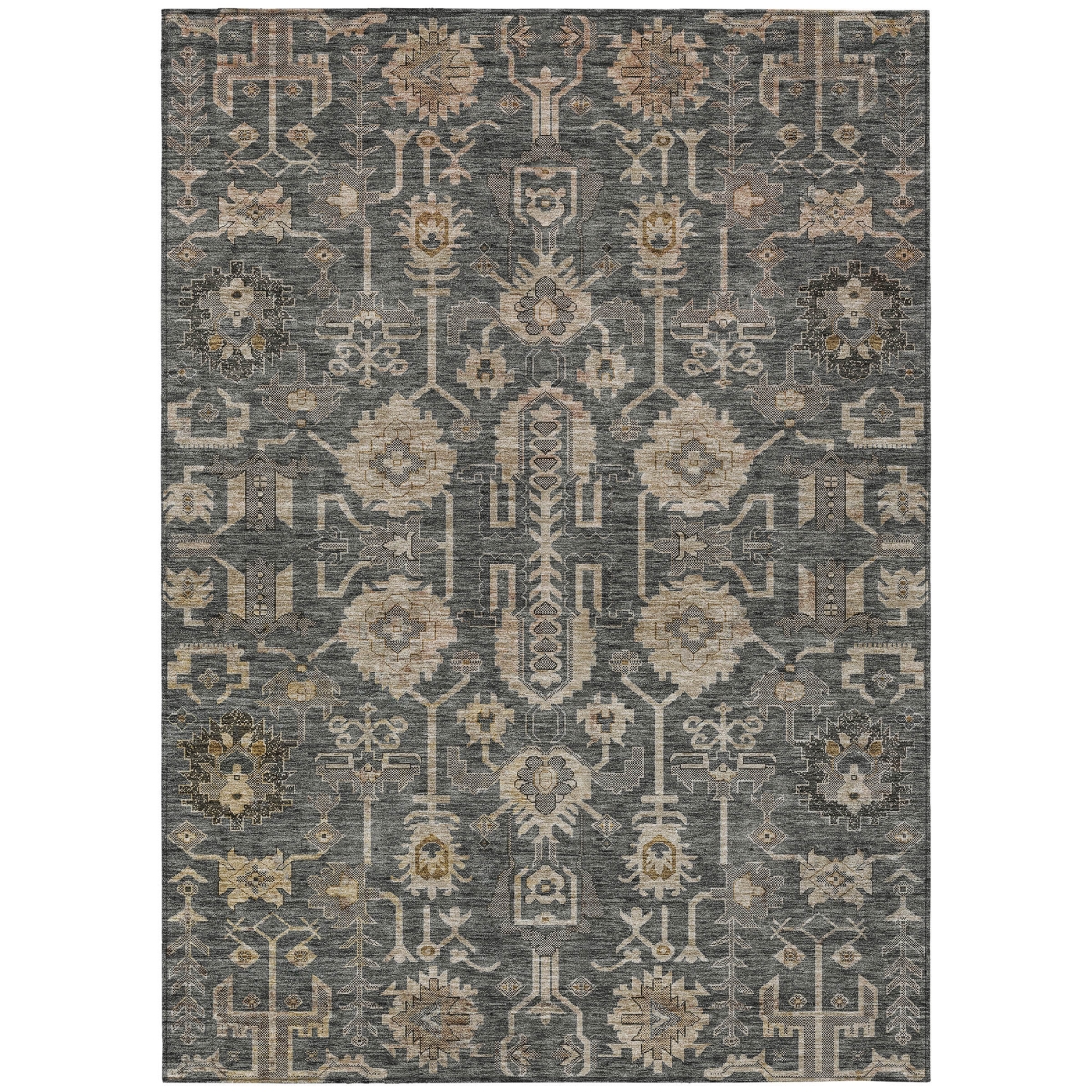 582074 3 x 5 ft. Oriental Washable Indoor & Outdoor Rectangle Area Rug, Gray, Silver & Beige