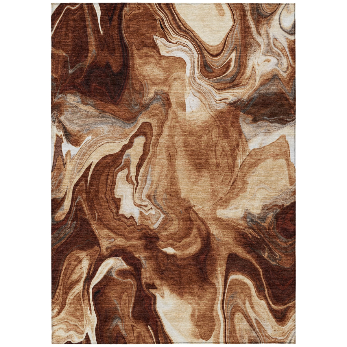 587486 9 x 12 ft. Abstract Washable Indoor & Outdoor Rectangle Area Rug, Orange, Copper & Ivory