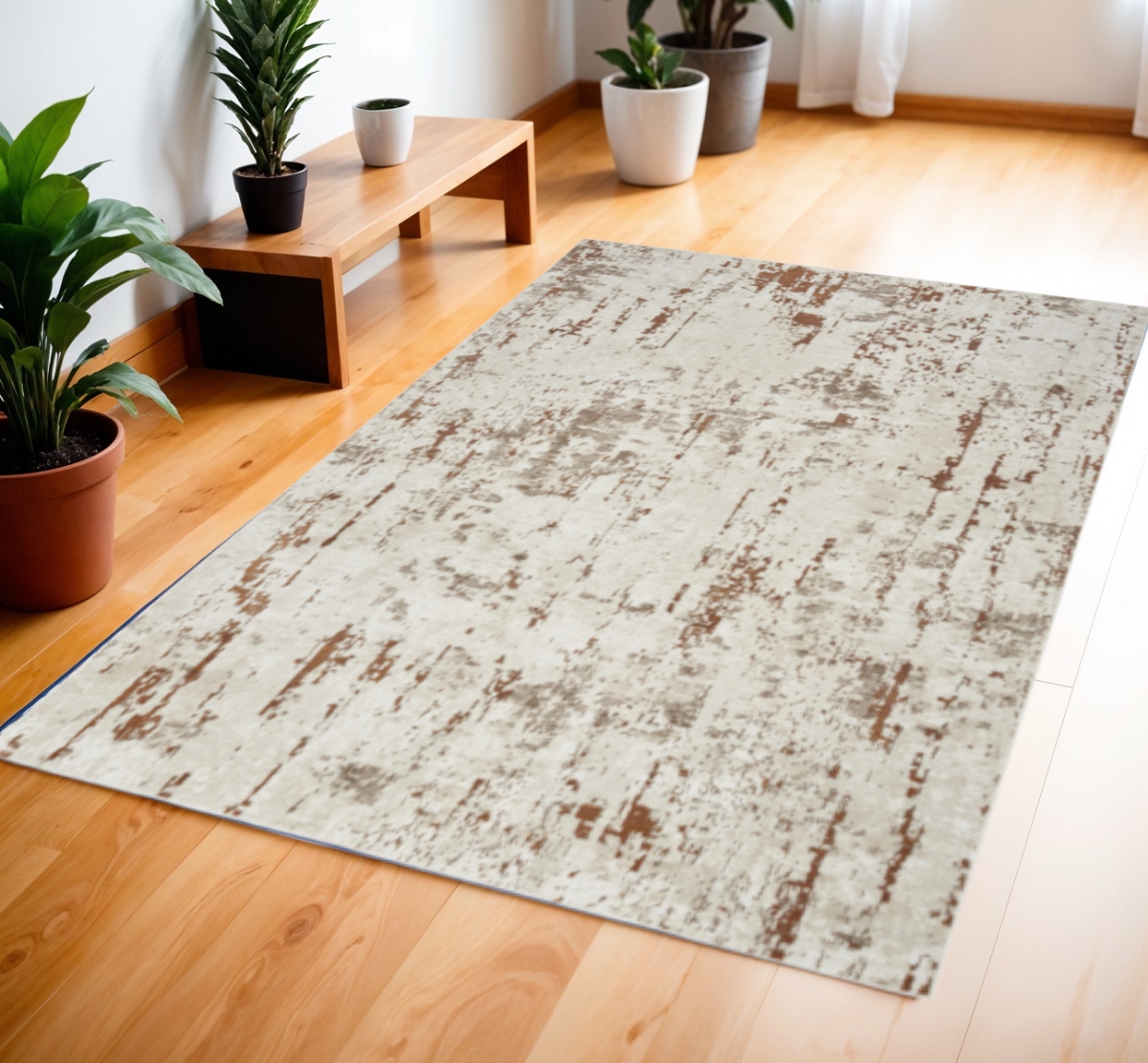 545198 4 x 6 ft. Abstract Power Loom Rectangle Area Rug, Red & Ivory