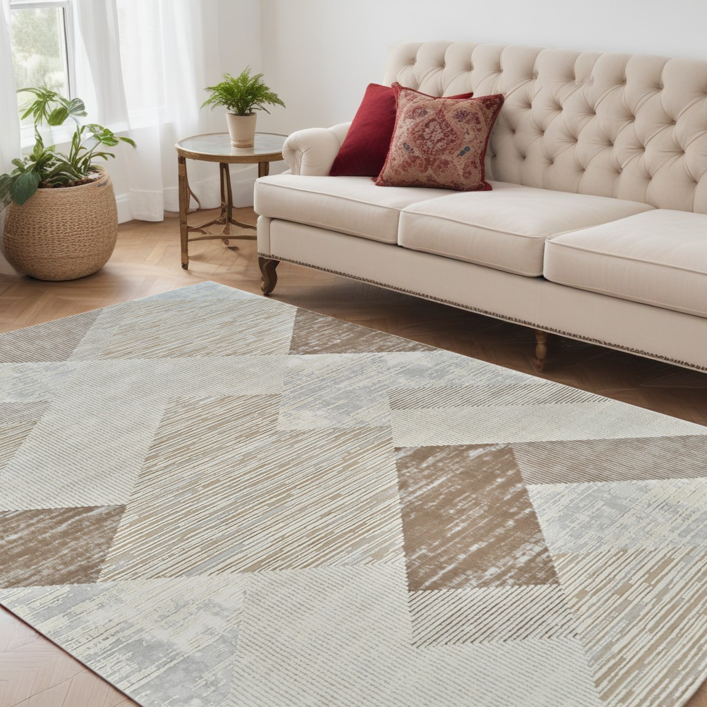 558877 5 x 8 ft. Abstract Distressed Rectangle Area Rug, Beige & Brown