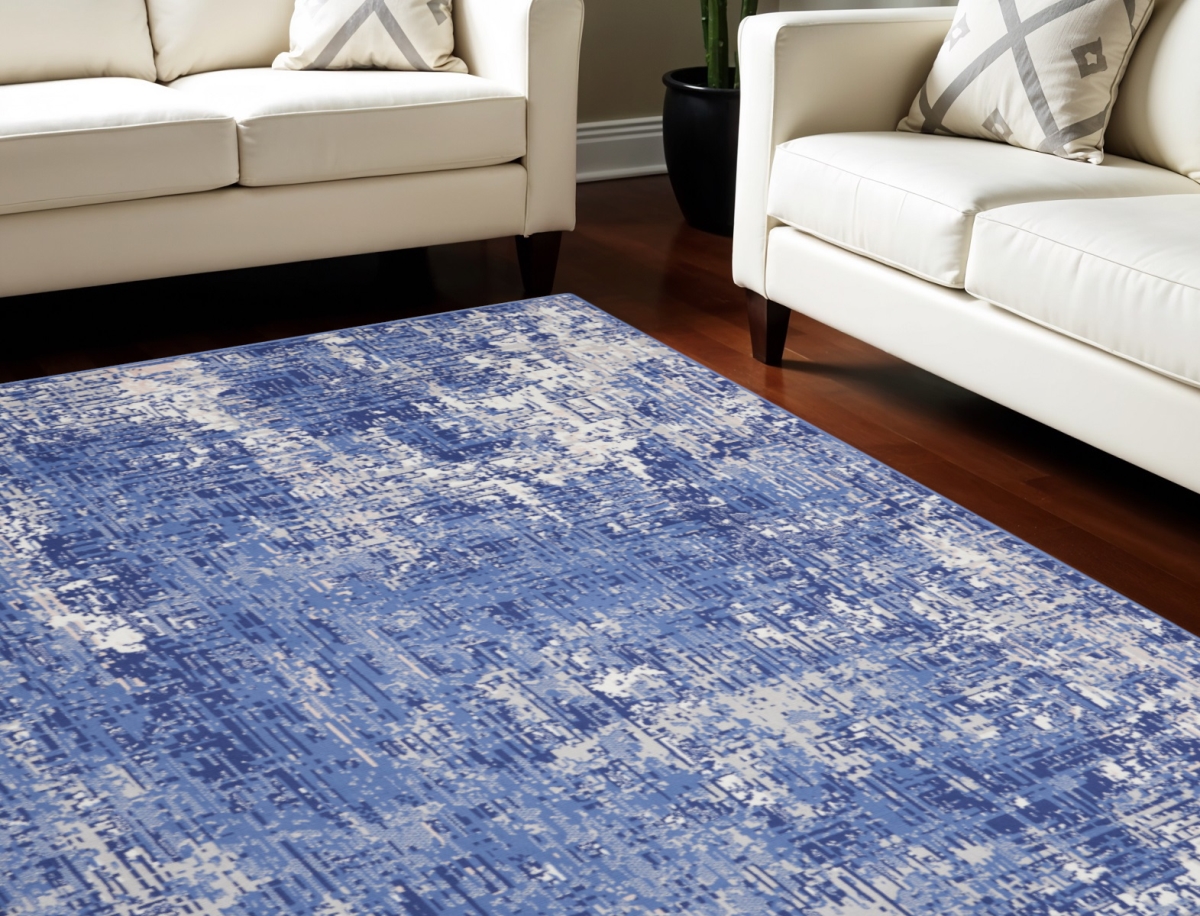 556171 7 x 10 ft. Abstract Distressed Rectangle Area Rug, Ivory & Blue