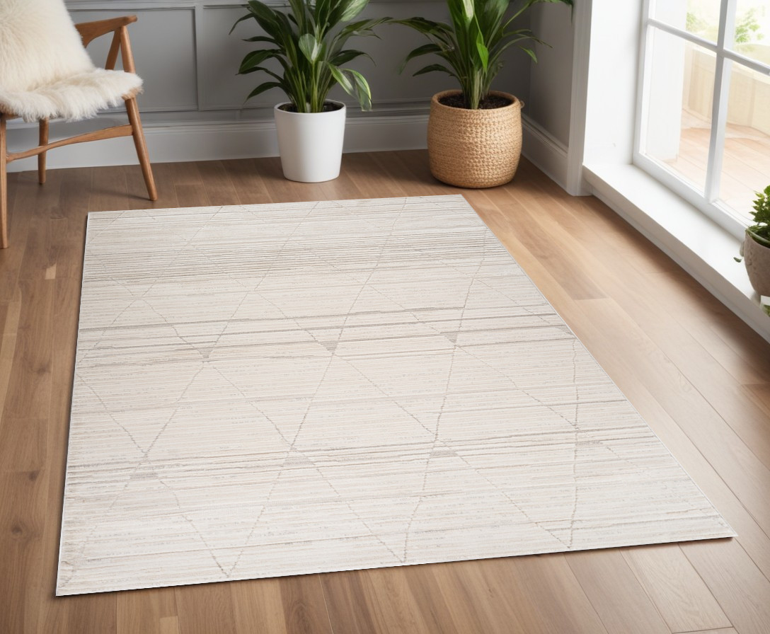 558453 4 x 6 ft. Abstract Rectangle Area Rug, Cream & Beige