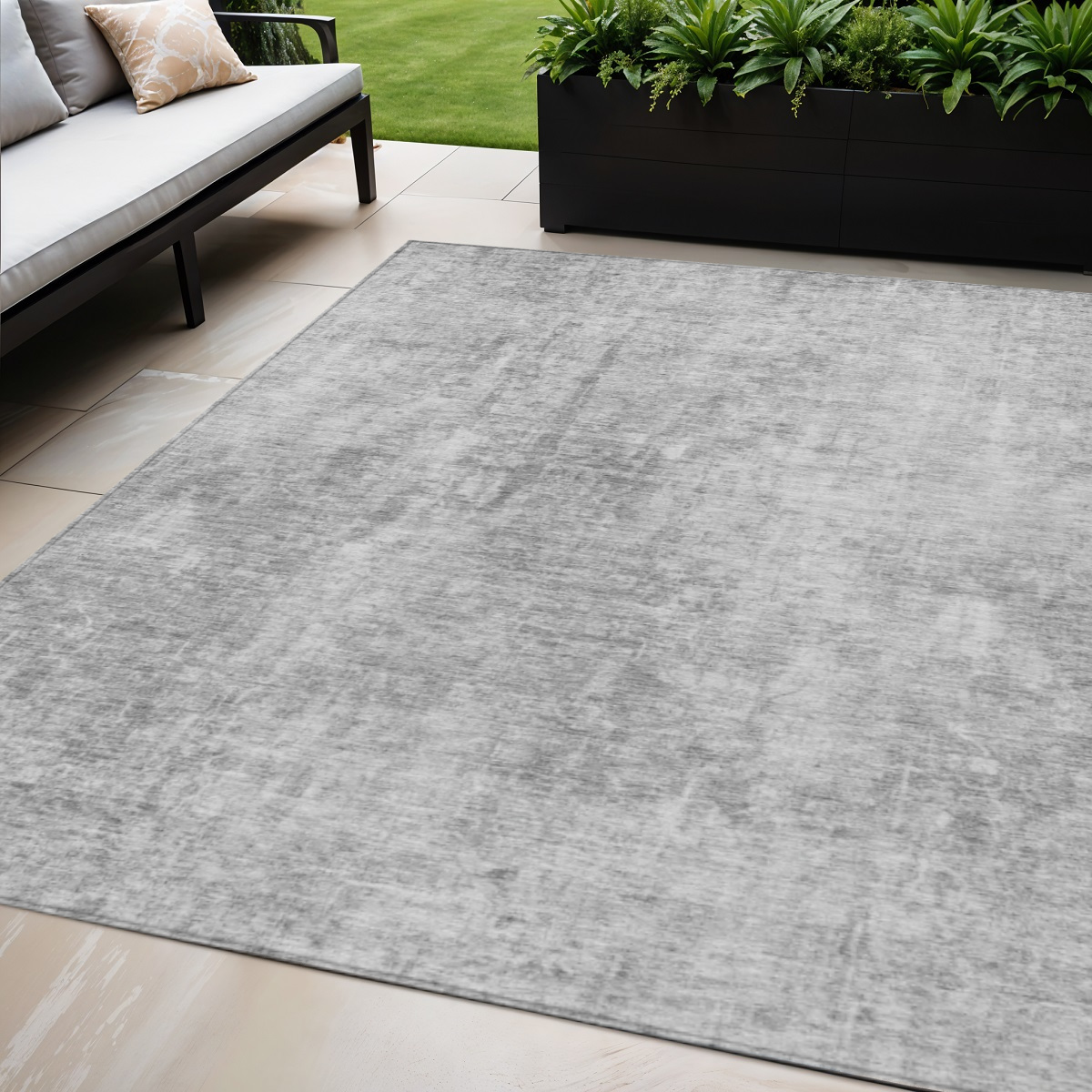 580257 5 x 8 ft. Abstract Washable Indoor & Outdoor Rectangle Area Rug, Gray, Silver & Charcoal