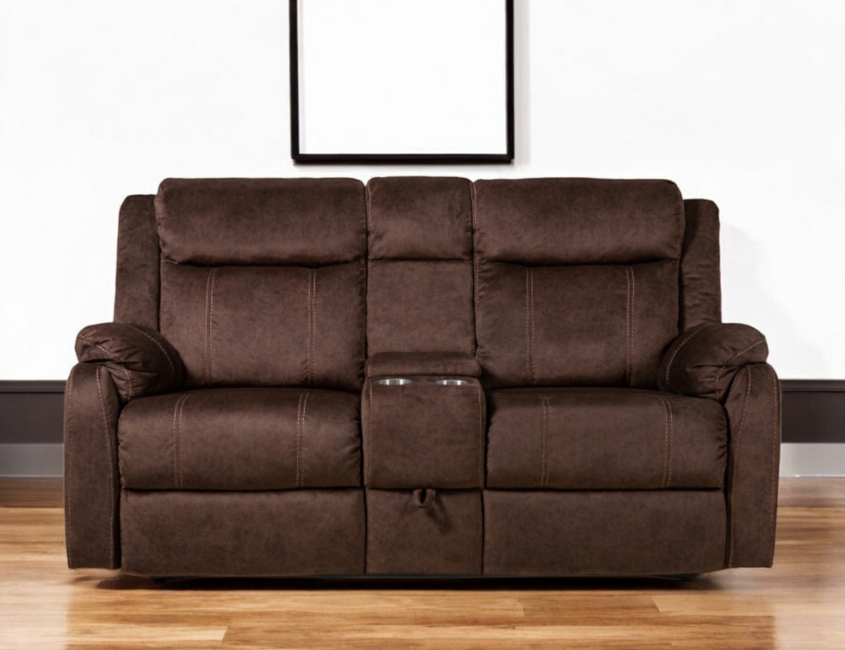 561564 70 in. Dark Brown Manual Reclining Loveseat with Storage