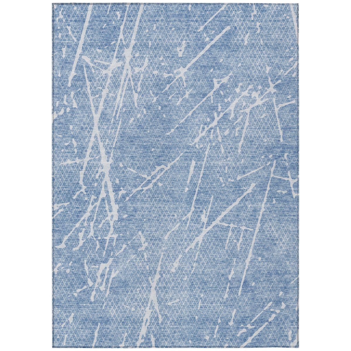 579205 5 x 8 ft. Abstract Washable Indoor & Outdoor Rectangle Area Rug, Blue & Ivory