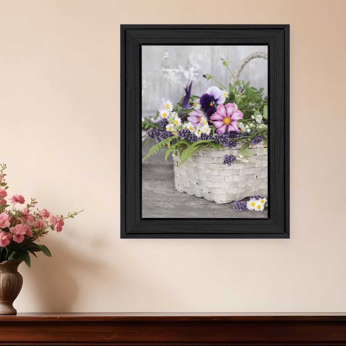 Picture of HomeRoots 530170 Fresh Garden Basket Black Framed Print Wall Art