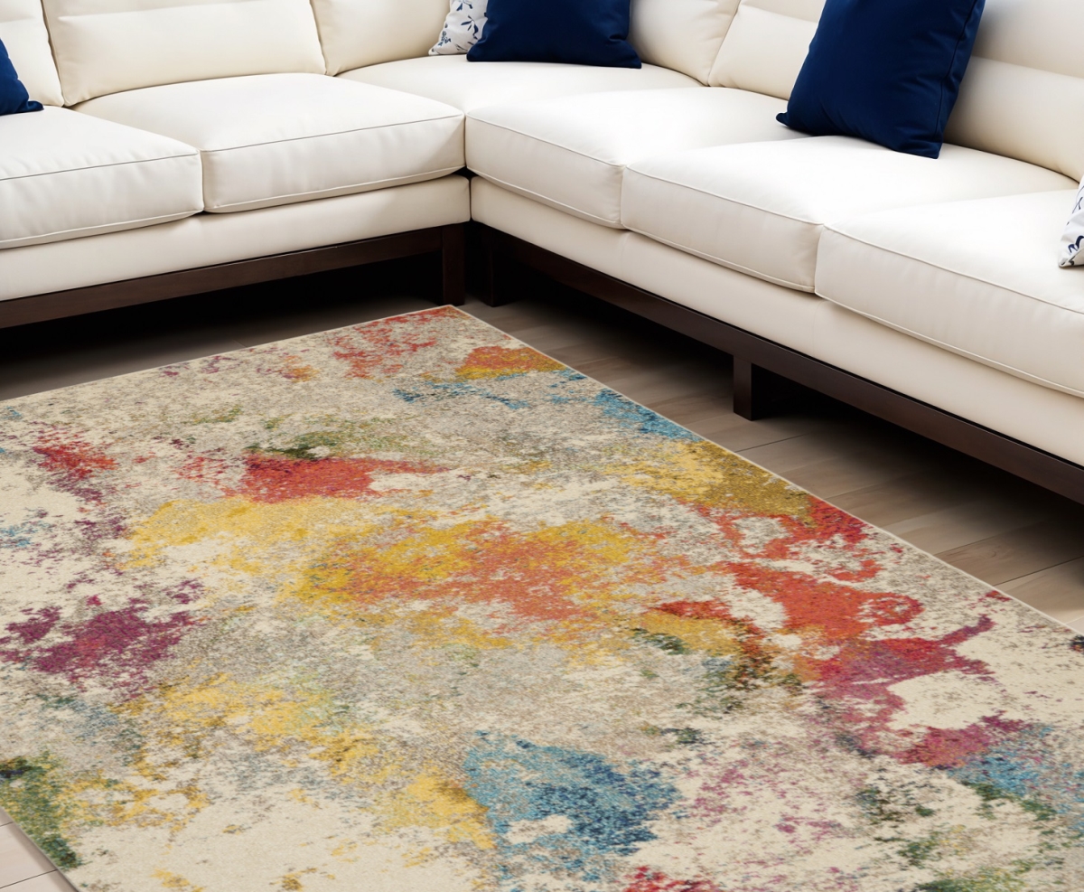 550523 6 x 9 ft. Abstract Power Loom Rectangle Area Rug, Ivory