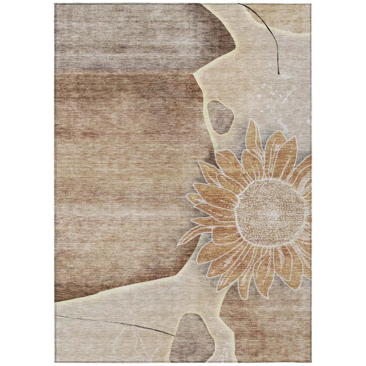 582237 5 x 8 ft. Floral Washable Indoor & Outdoor Rectangle Area Rug, Brown, Beige & Taupe -  HomeRoots