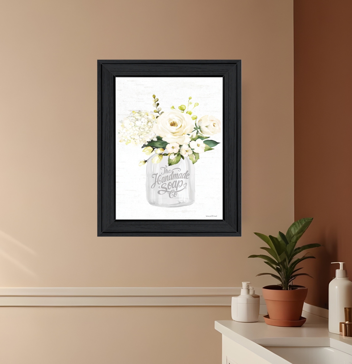 530064 Bathroom Flower Ja Black Framed Print Wall Art