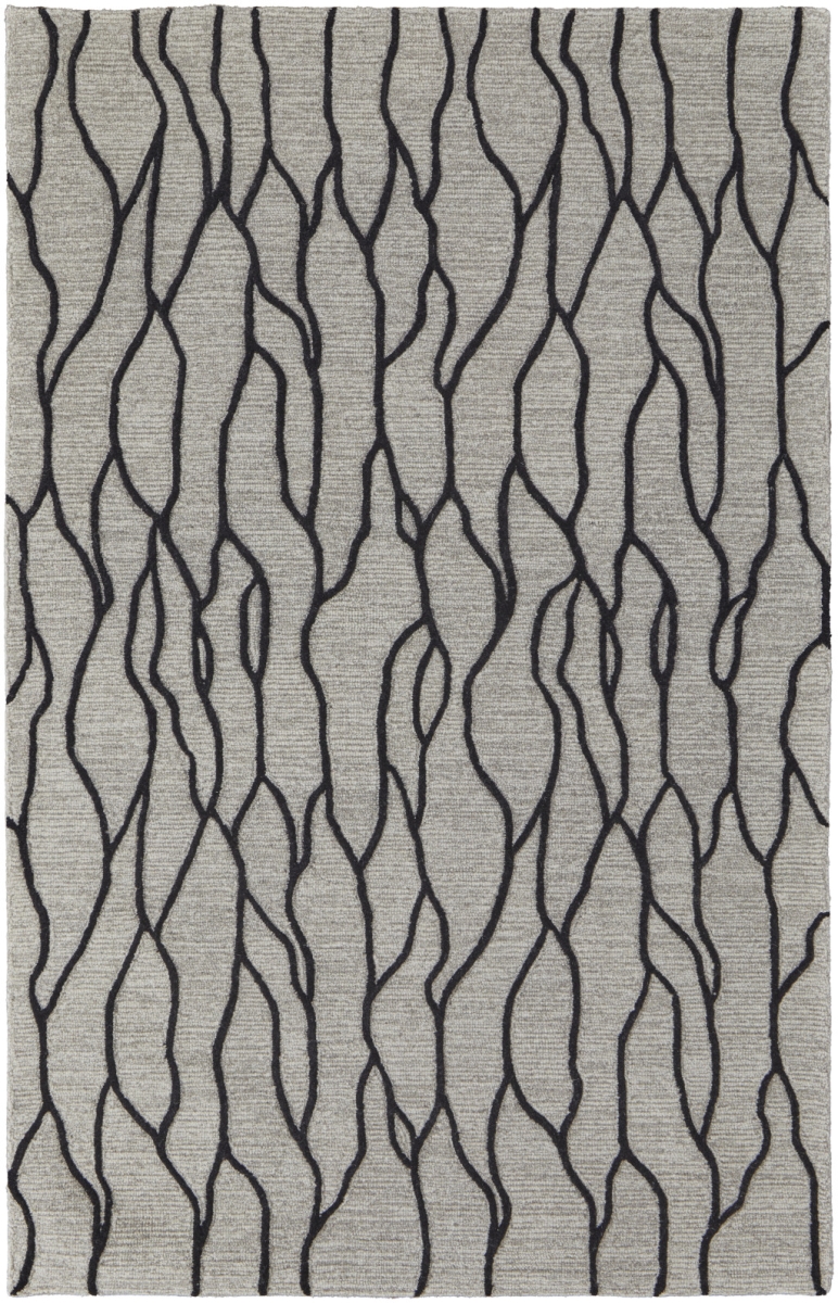 565887 12 x 15 ft. Wool Abstract Hand Tufted Area Rug, Gray & Black