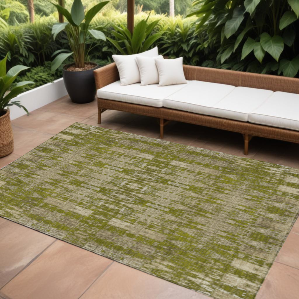 577208 8 x 10 ft. Moroccan Washable Indoor & Outdoor Rectangle Area Rug, Olive Green, Taupe & Beige
