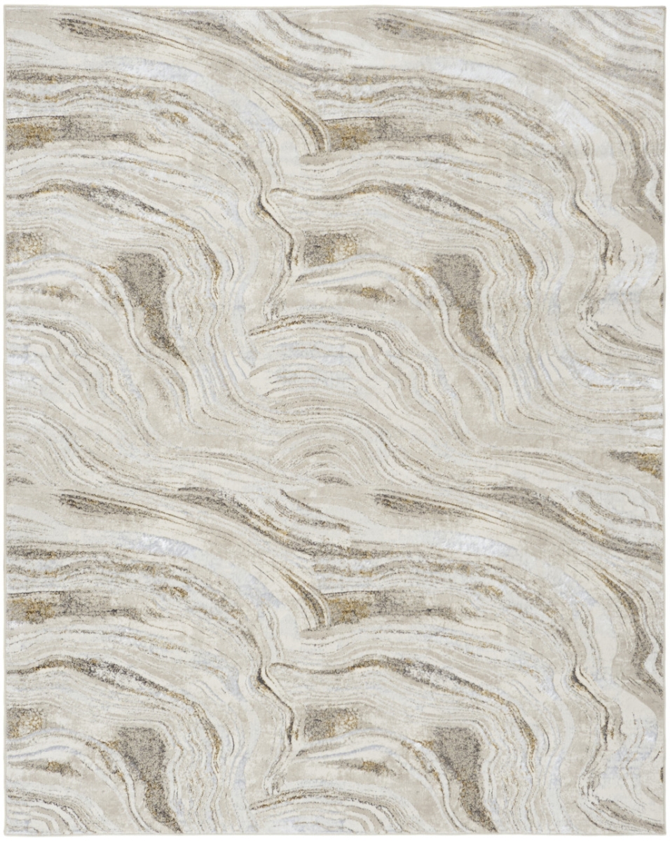 550600 8 x 10 ft. Abstract Non Skid Rectangle Area Rug, Ivory, Gray & Brown