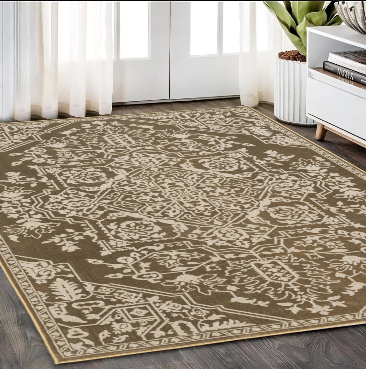 574730 5 x 8 ft. Oriental Rectangle Area Rug, Gold & Beige