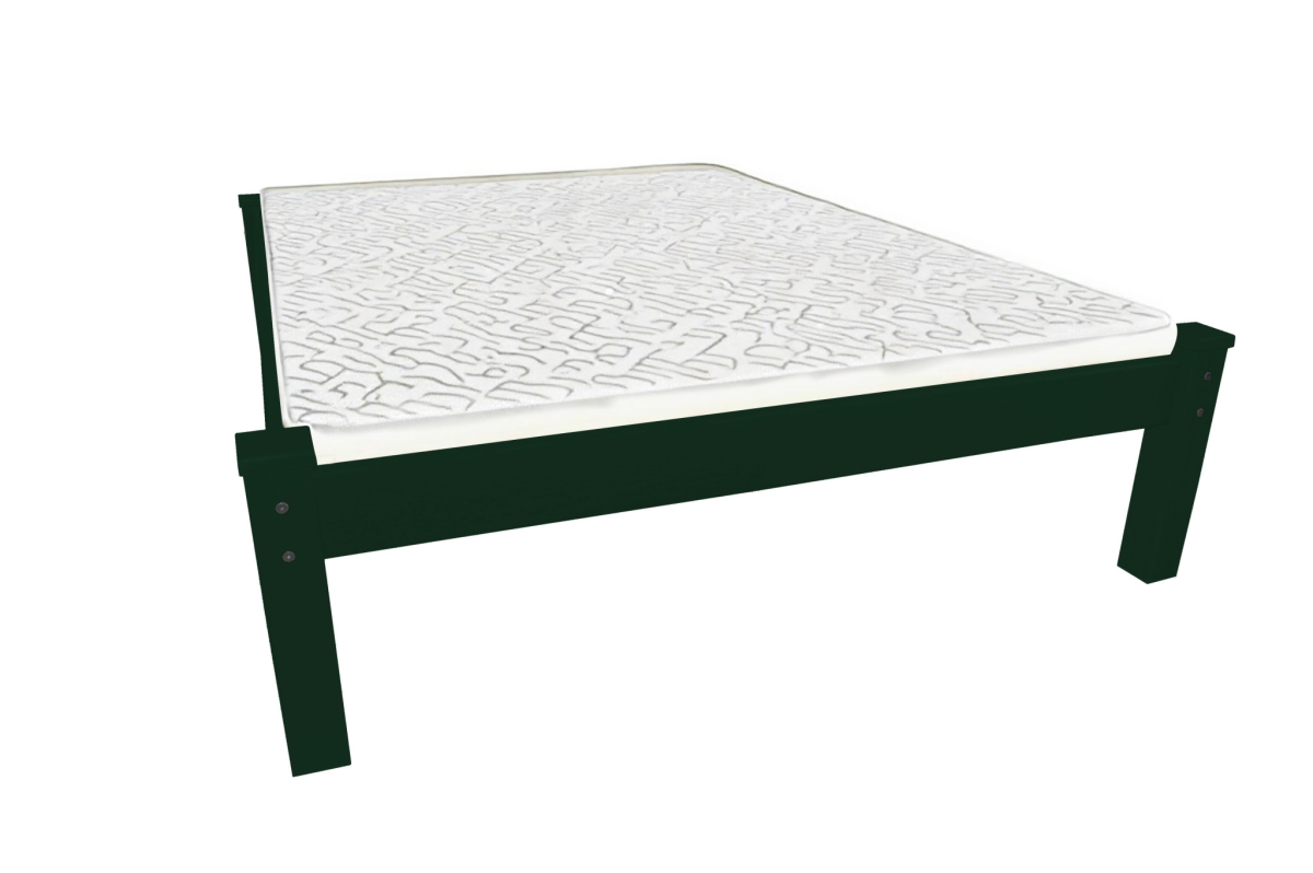 546722 Traditional Dark Green Solid Wood Queen Size Bed Frame