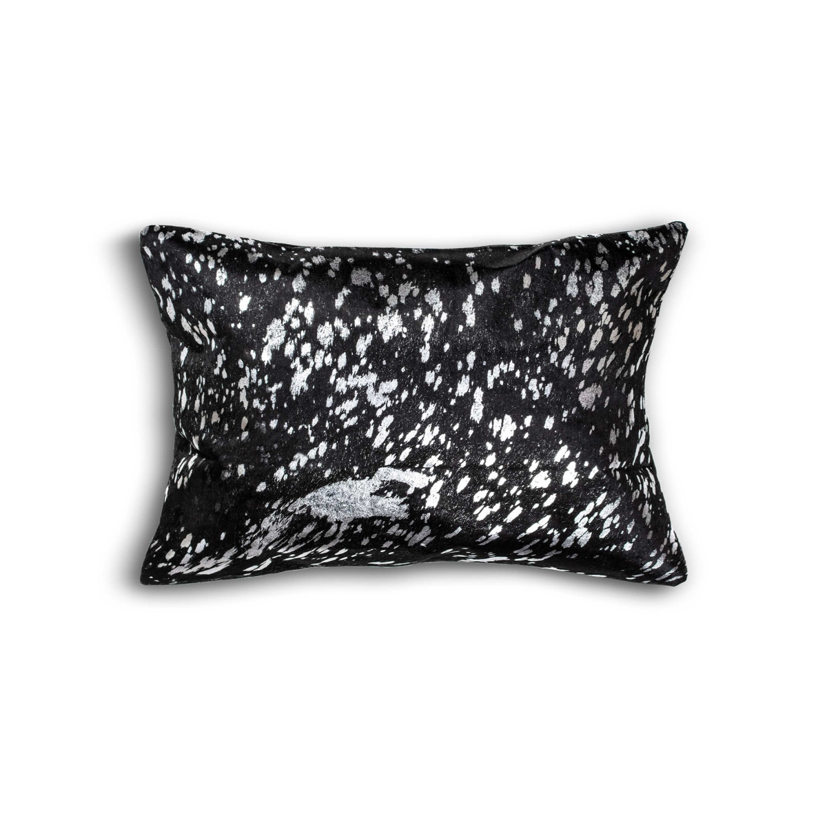 316877 12 x 20 in. Cowhide Pillow - Black & Silver