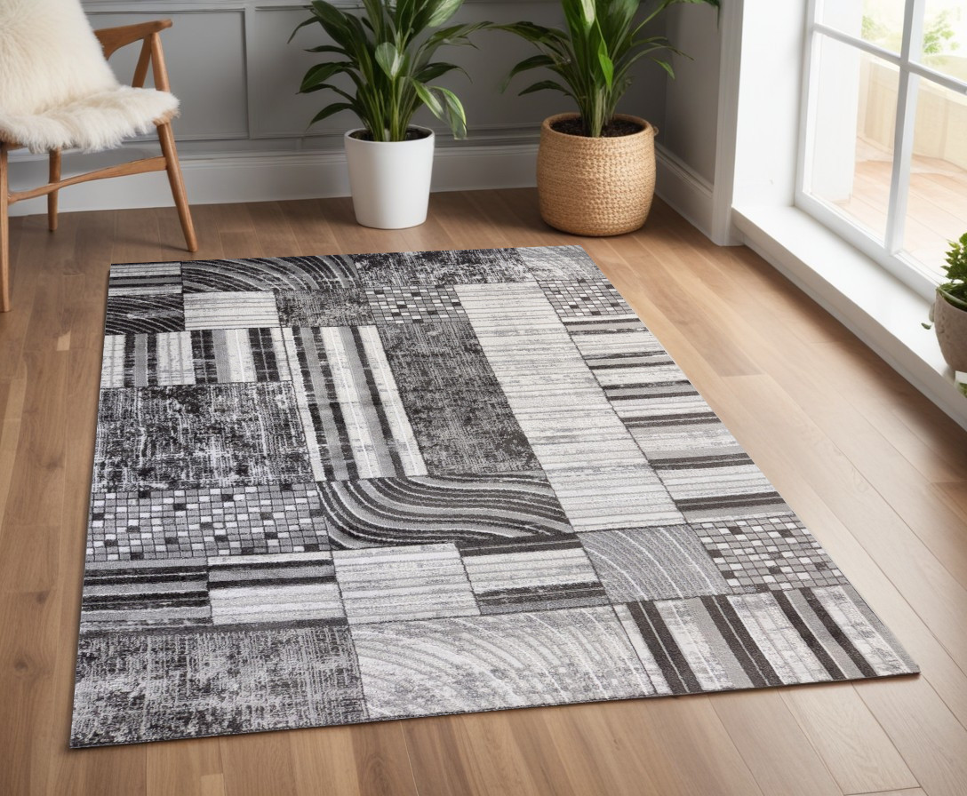 571684 4 x 6 ft. Abstract Rectangle Area Rug, Gray, Brown & Beige