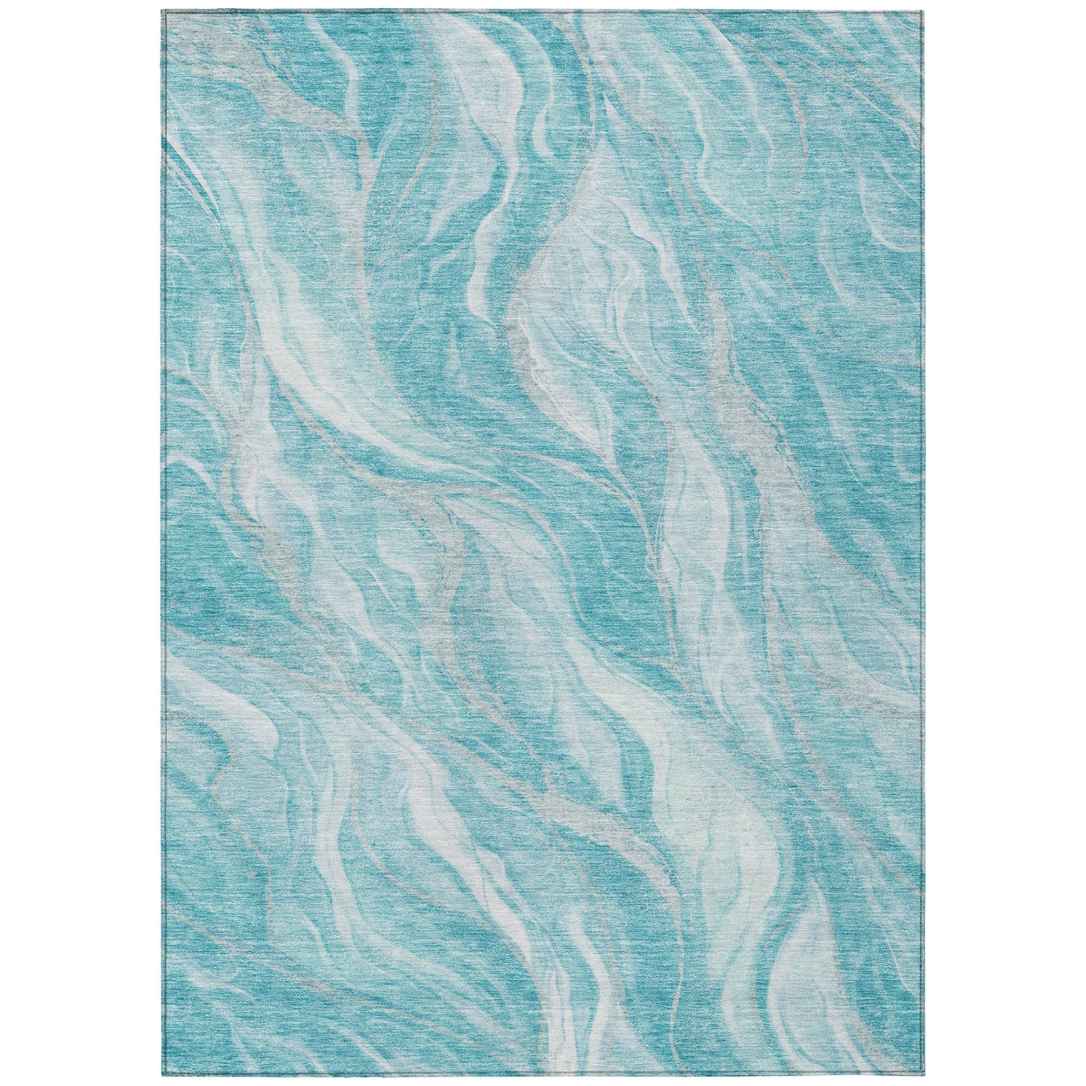 583003 10 x 14 ft. Abstract Washable Indoor & Outdoor Rectangle Area Rug, Teal Blue, Aqua & Ivory