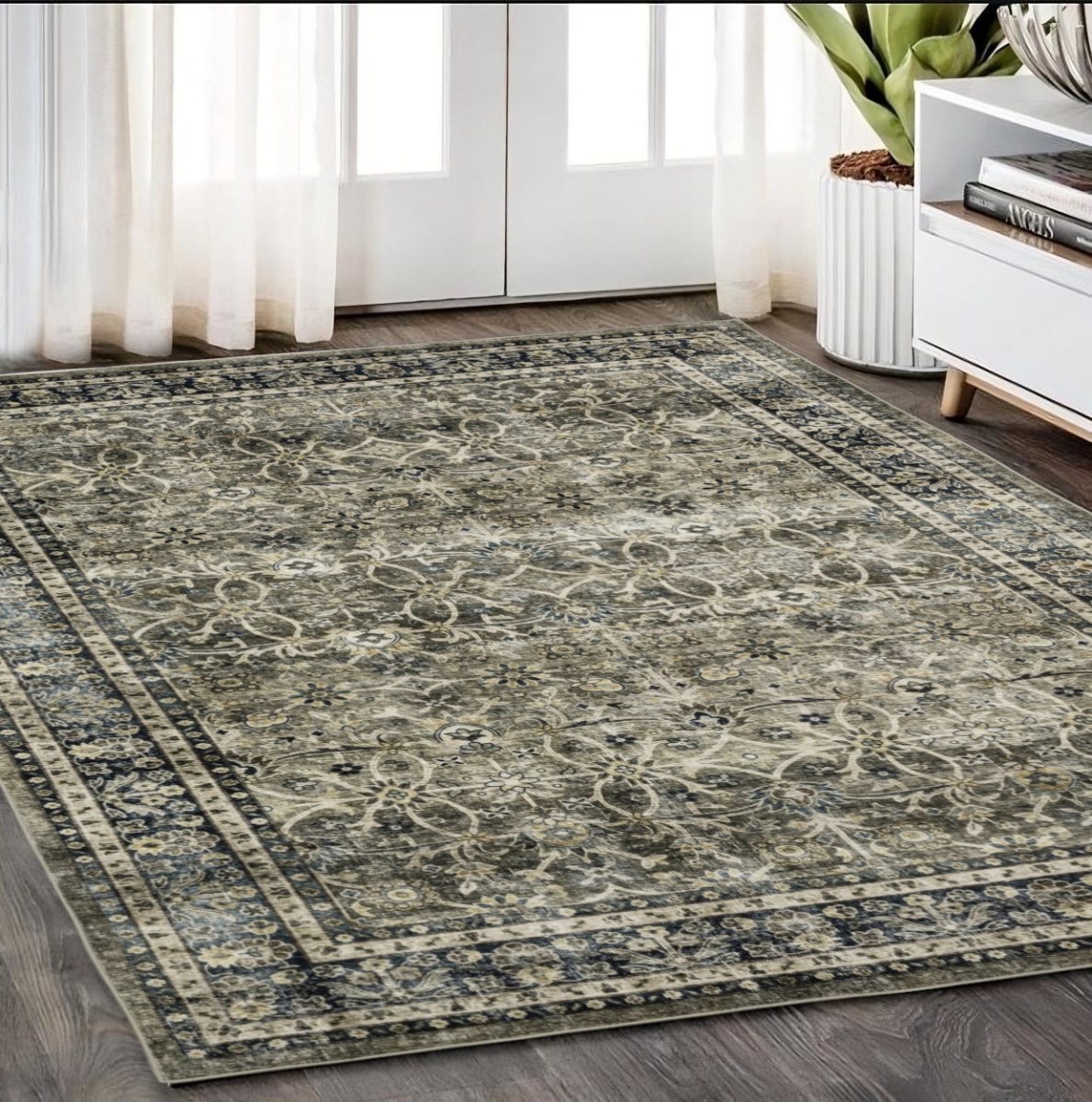 575404 5 x 7 ft. Oriental Rectangle Area Rug, Charcoal & Blue
