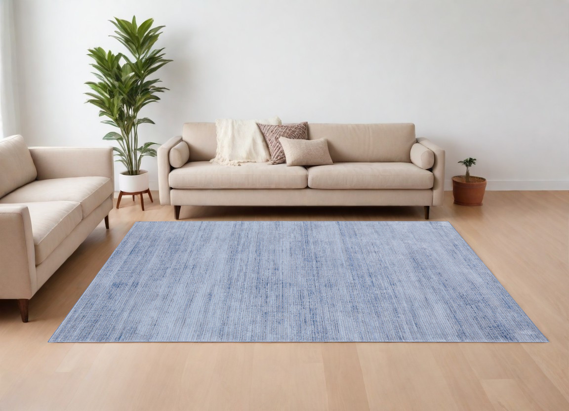 566828 9 x 13 ft. Power Loom Rectangle Area Rug, Blue & Ivory