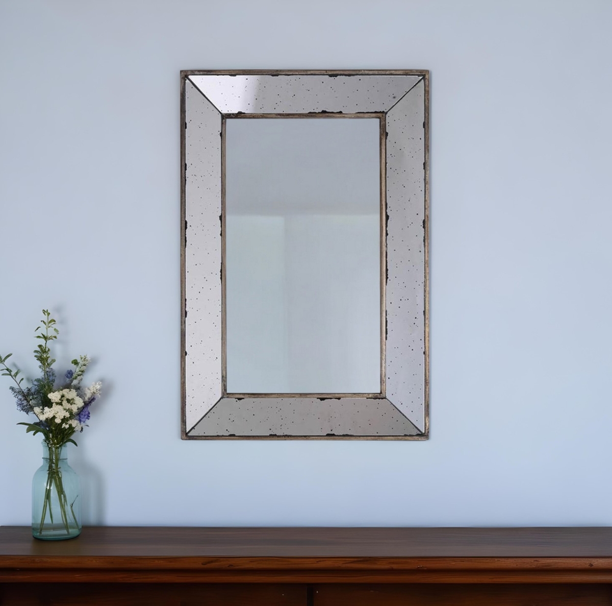 485121 20 in. Silver Framed Antiqued Accent Mirror
