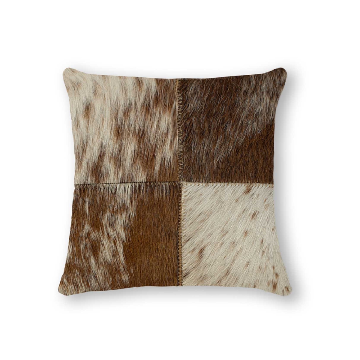 18 x 18 in. Cowhide Pillow - Chocolate & White