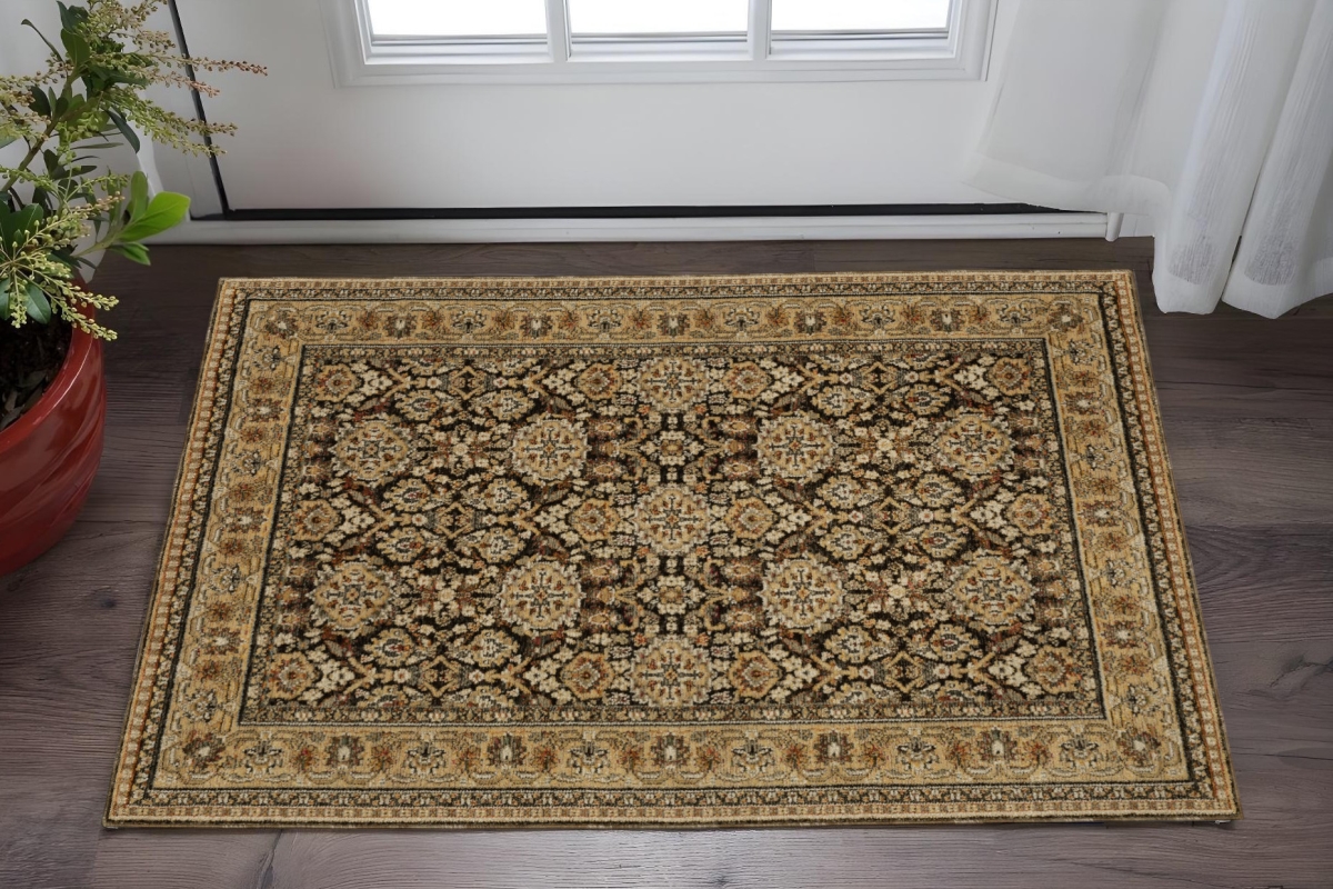 575966 3 x 5 ft. Oriental Rectangle Area Rug, Brown & Gold