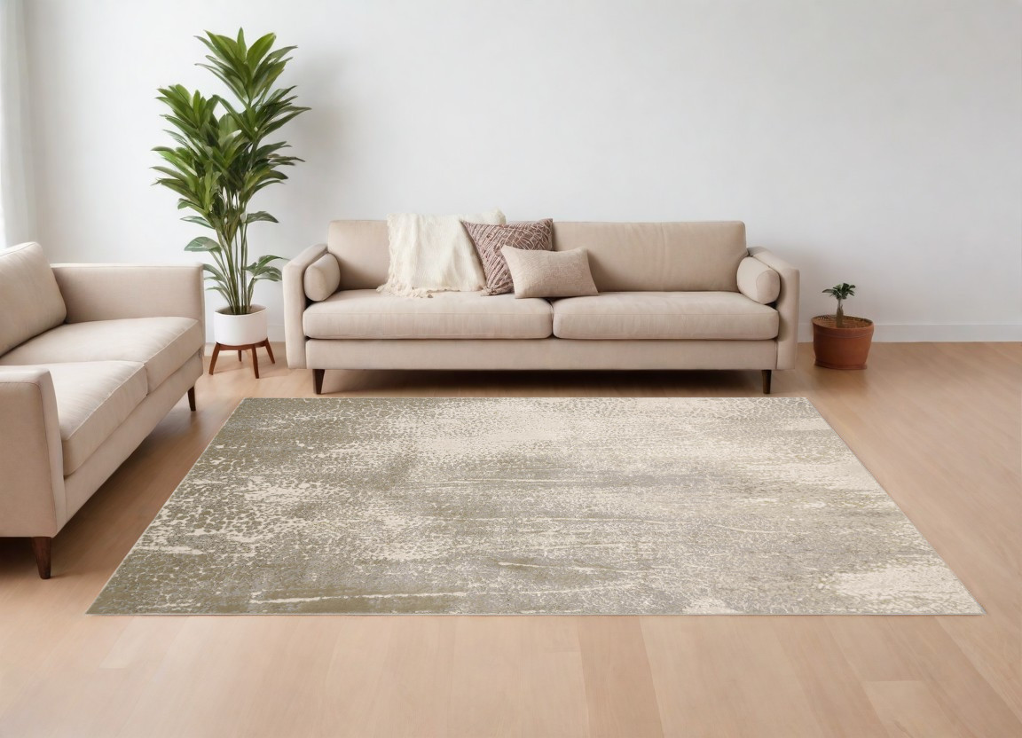 566580 8 x 10 ft. Abstract Power Loom Rectangle Area Rug - Gray & Ivory