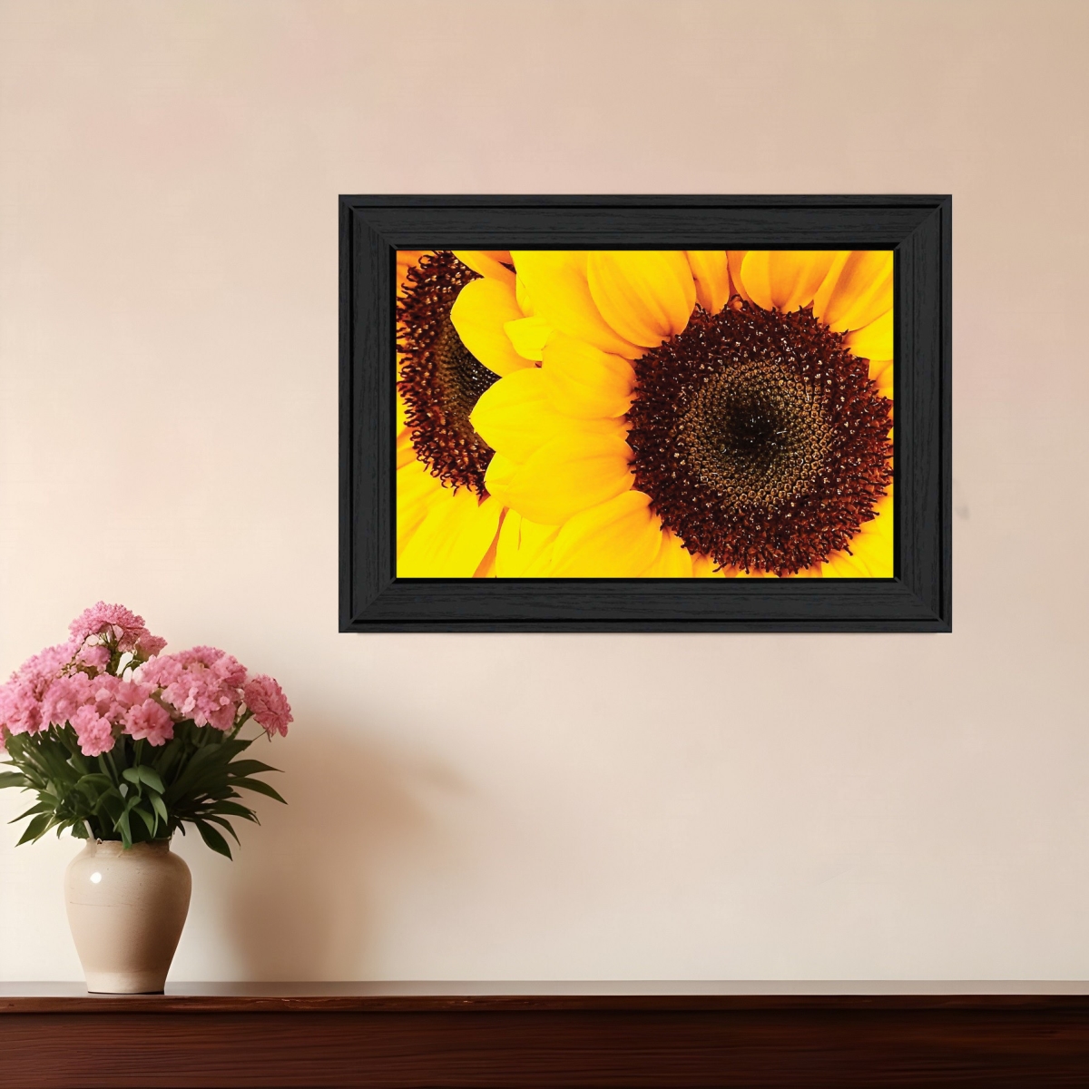 529967 Modern Sunflower Portrait Black Framed Print Wall Art