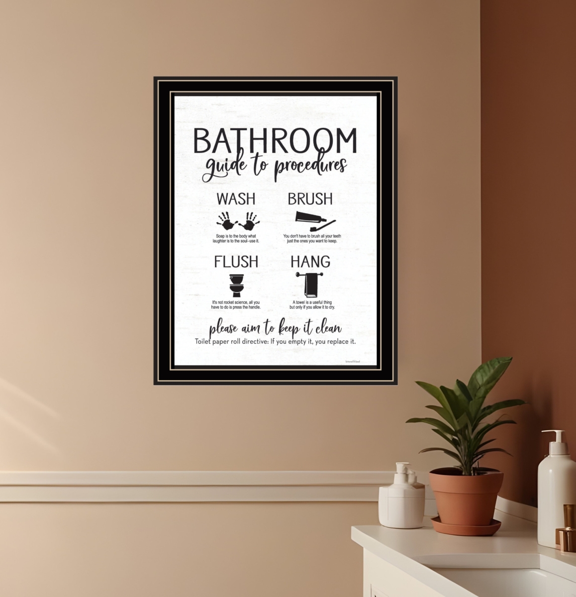 530102 Modern Guide Black Framed Print Bathroom Wall Art