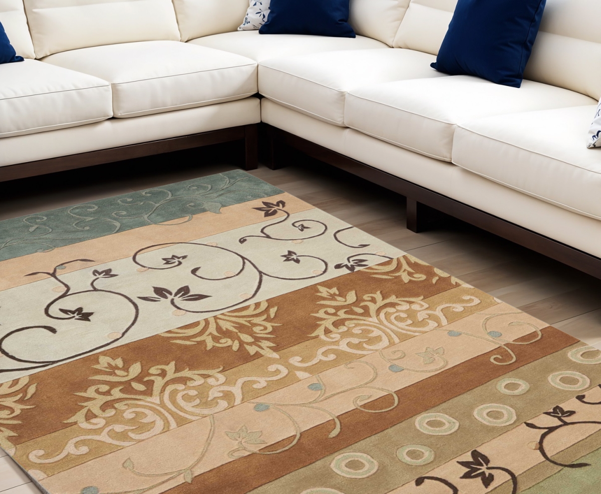556036 7 x 9 ft. Floral Vines Rectangle Area Rug, Black, Gray & Tan