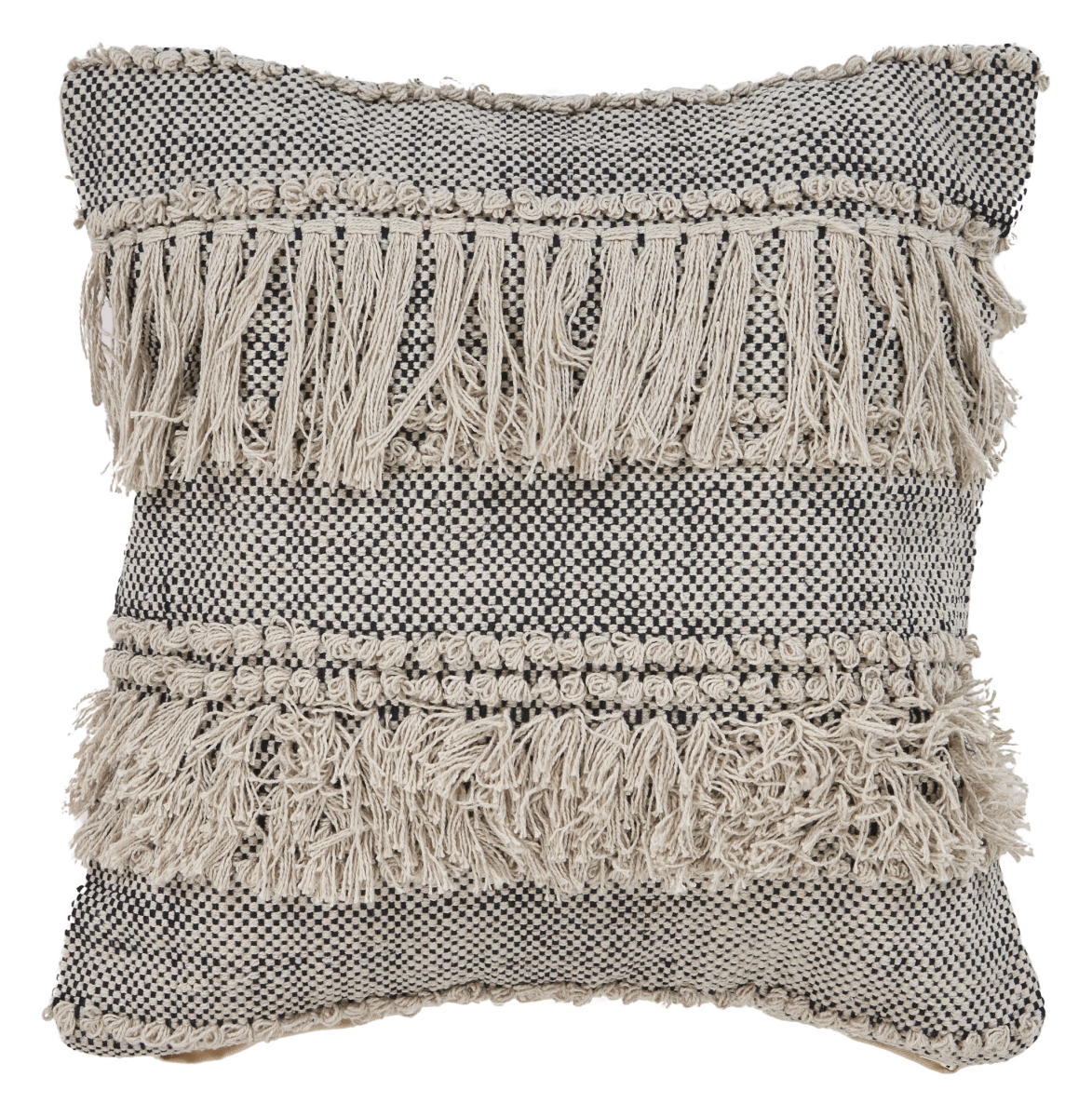 517219 20 in. Off-White & Black Cotton Throw Pillow