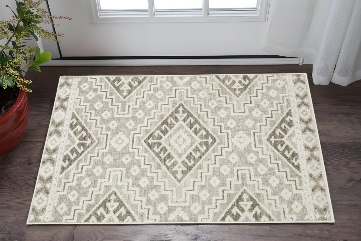 575270 3 x 5 ft. Tribal Rectangle Area Rug, Beige & Brown