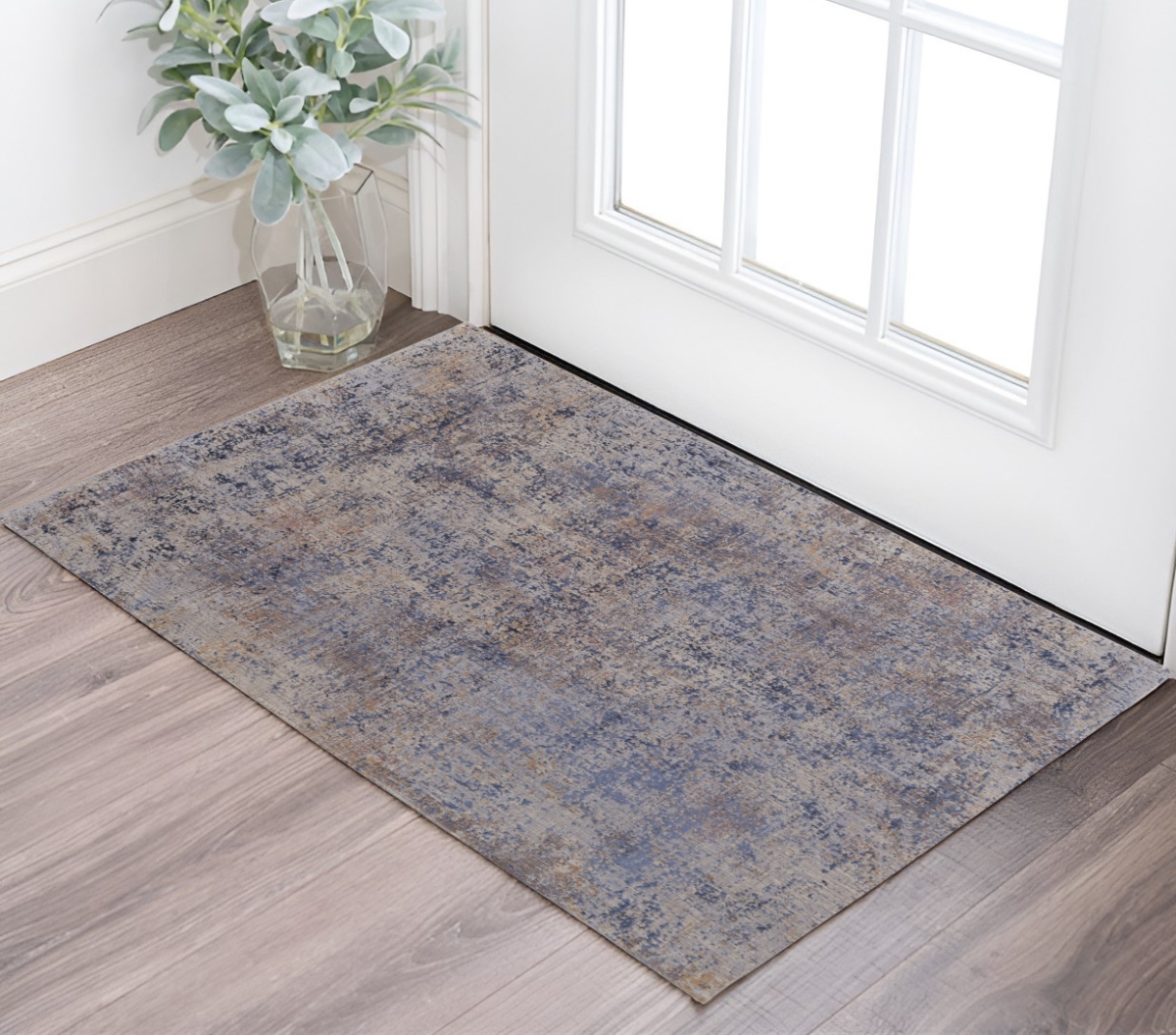 567951 2 x 3 ft. Abstract Power Loom Rectangle Area Rug, Blue, Brown & Gray