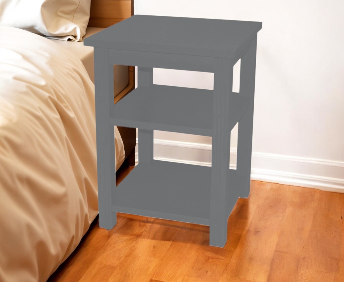 548319 28 in. Gray Solid Wood Nightstand, 80 lbs