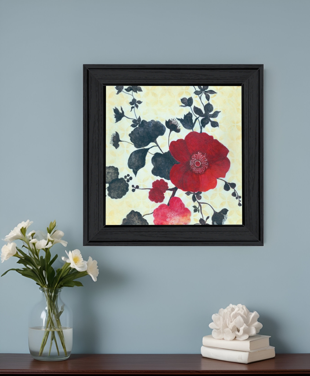 530142 Modern Japanese Blossoms Black Framed Print Wall Art