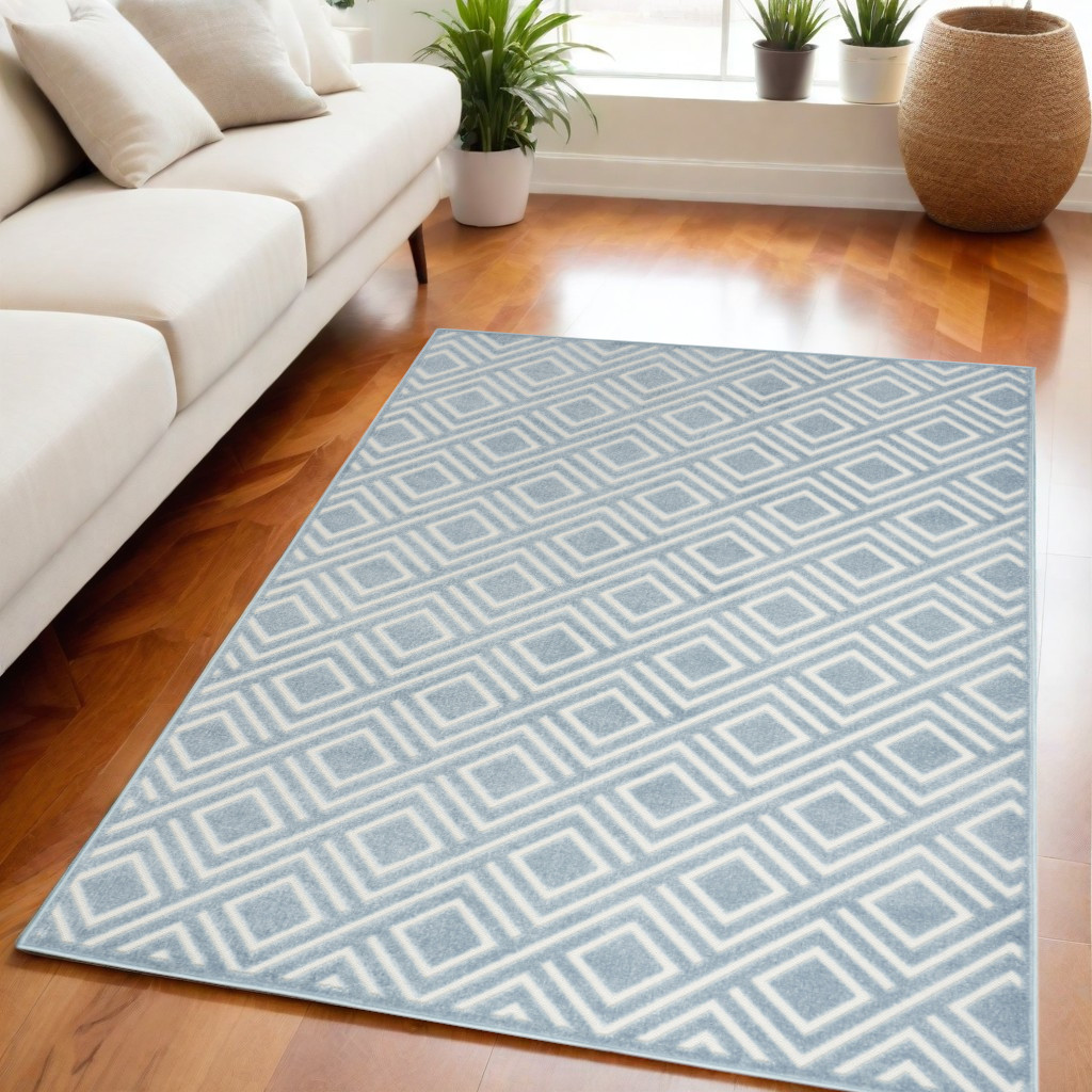 564026 5 x 7 ft. Geometric Rectangle Area Rug, Blue