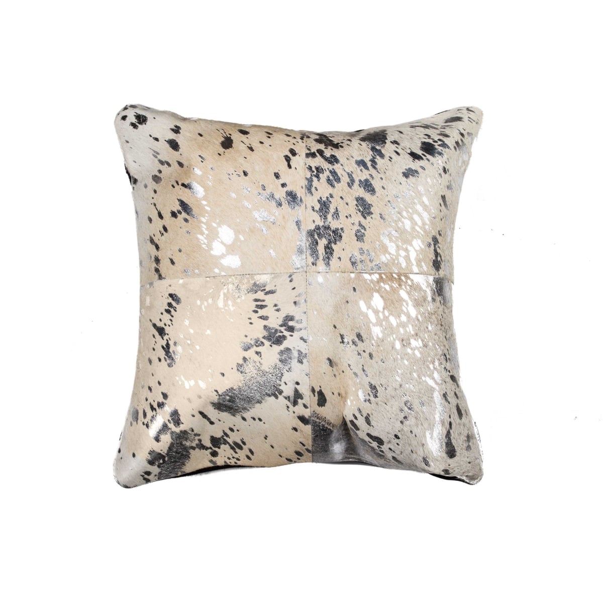 18 x 18 in. Cowhide Pillow - Silver & Gray