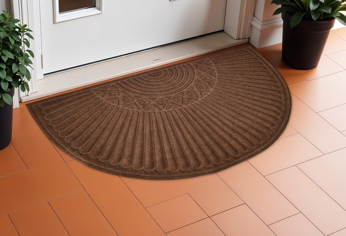 Picture of HomeRoots 577894 24 x 36 in. Brown Synthetic Fiber Abstract Outdoor Semi Circle Door Mat