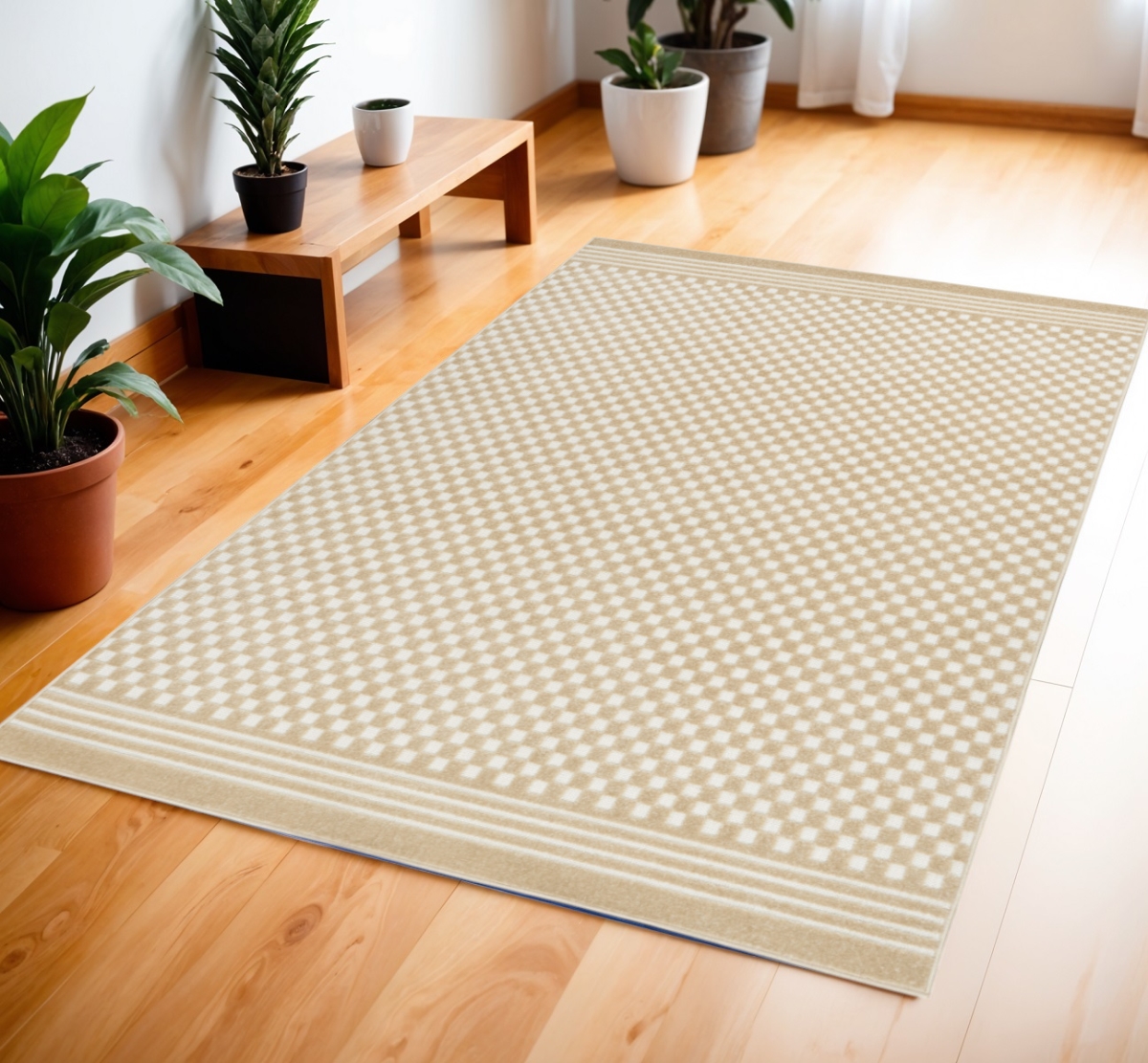 572476 4 x 6 ft. Geometric Rectangle Area Rug, Tan