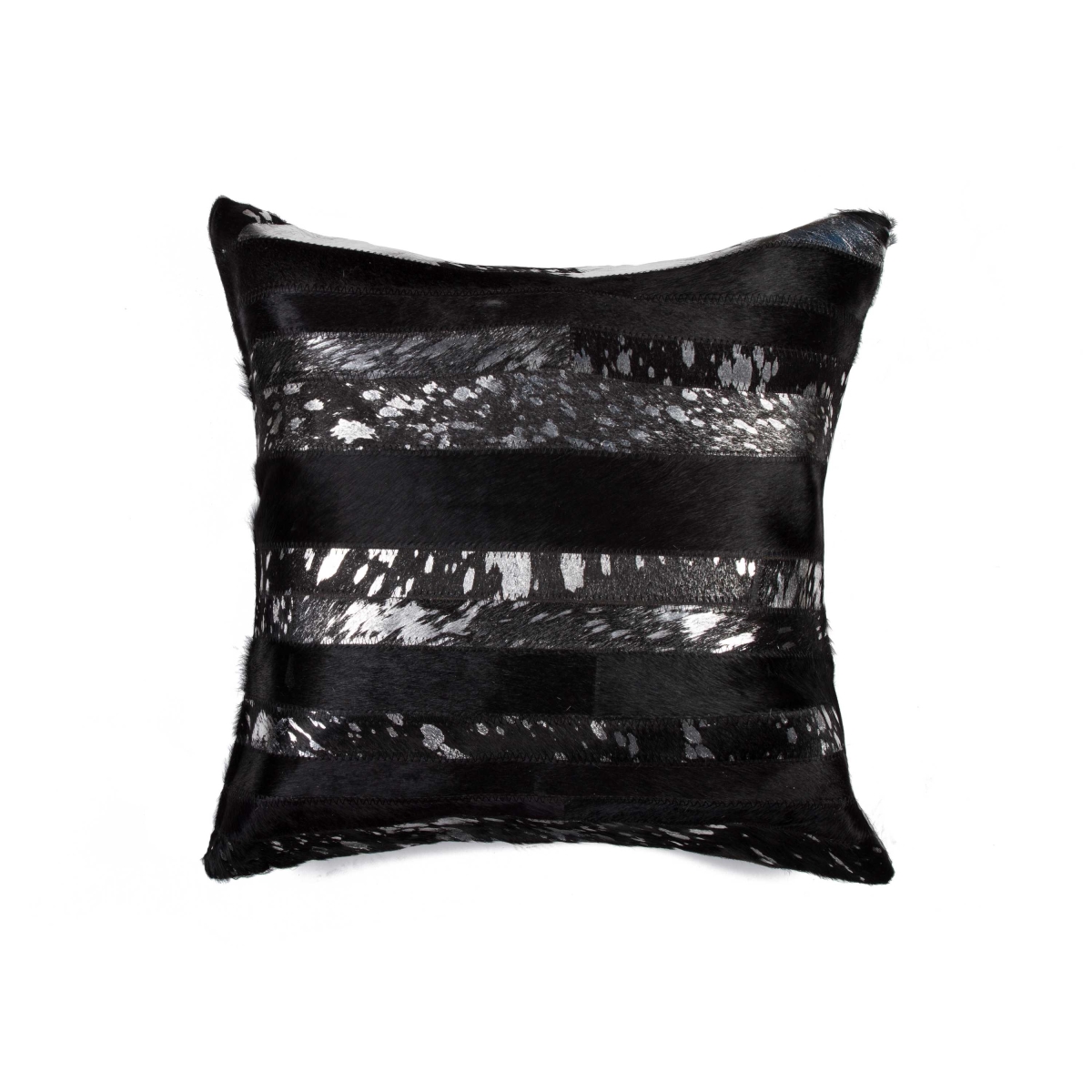 316934 18 x 18 in. Cowhide Pillow, Black & Silver