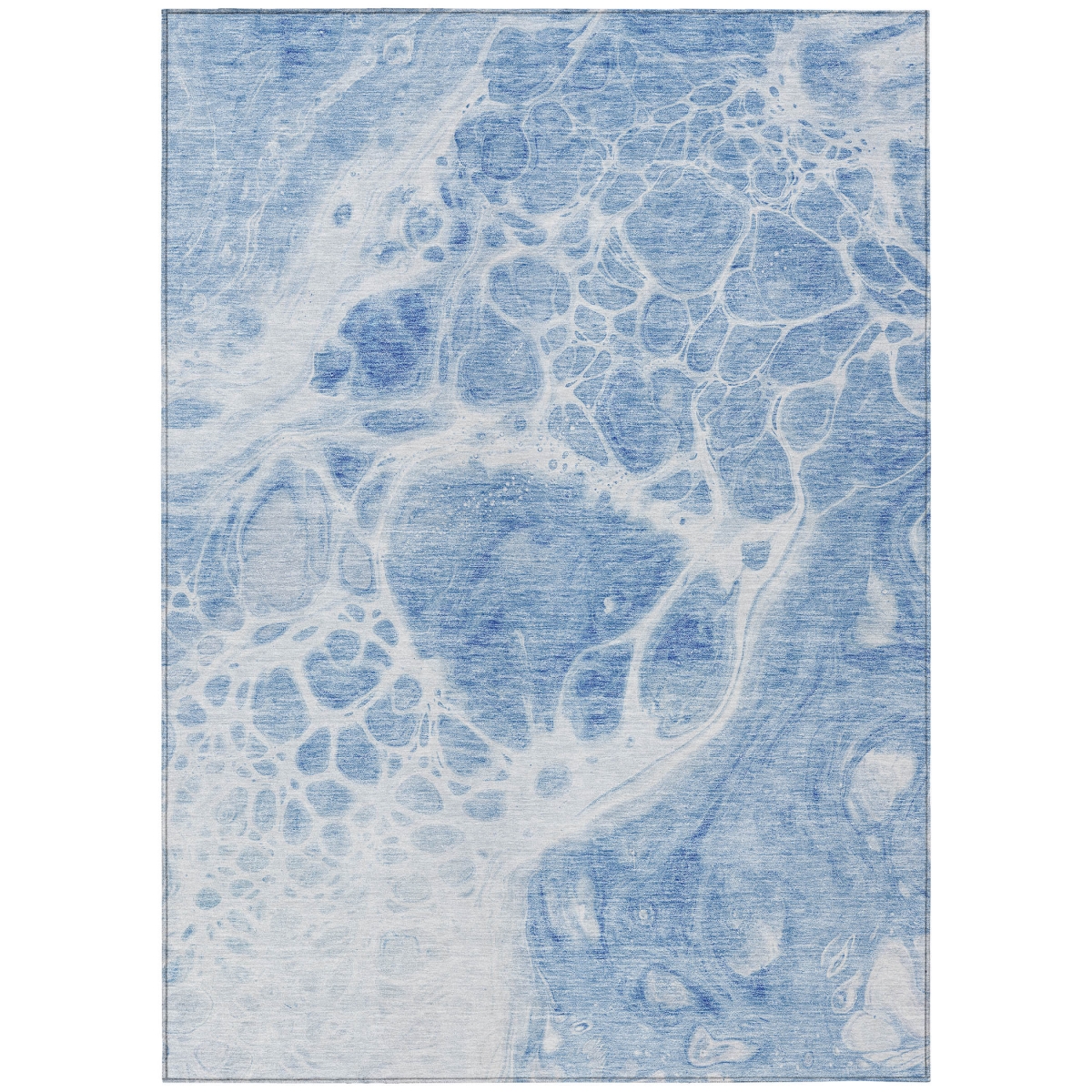 Nautical Washable Area Rug - Sky Blue & Denim Blue - 8 x 10 ft - Stain Resistant
